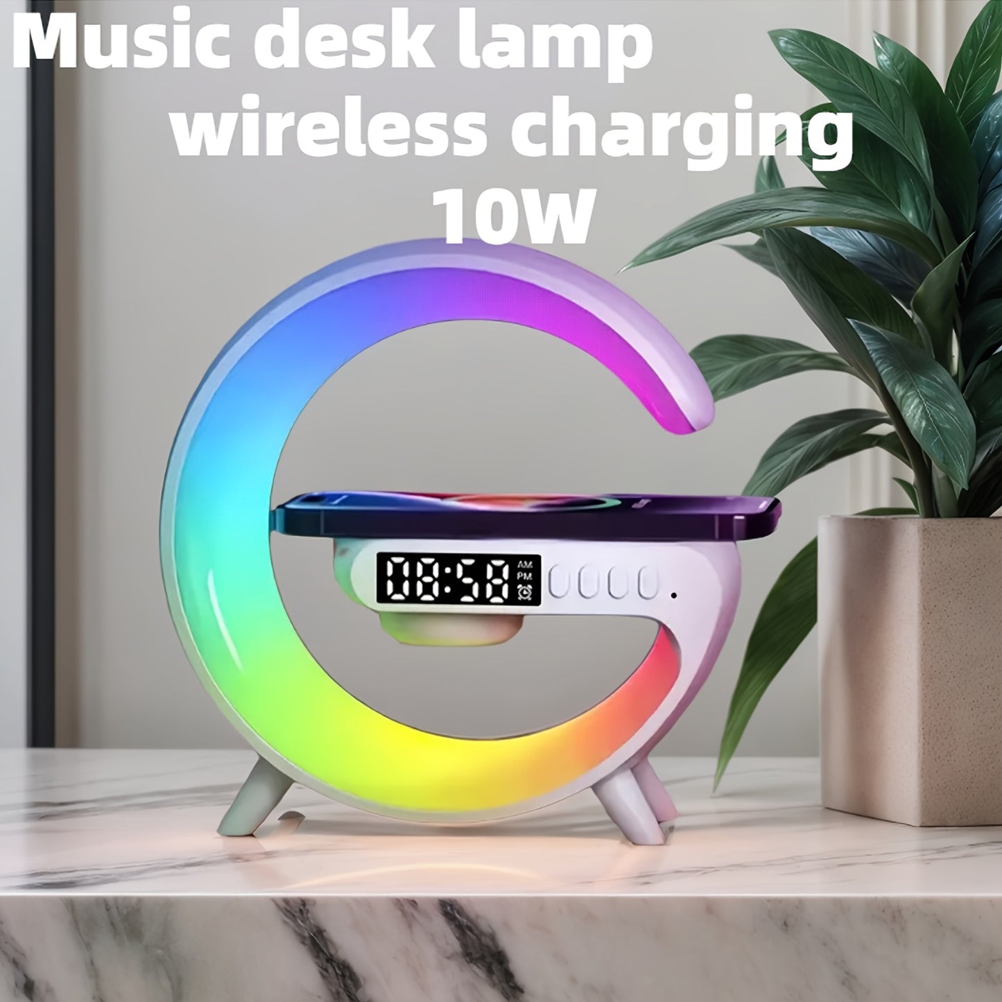 Kouzone Mini Wireless Speaker & Alarm Clock – Sunrise Simulation & Phone Charger White MAHYSTYLE