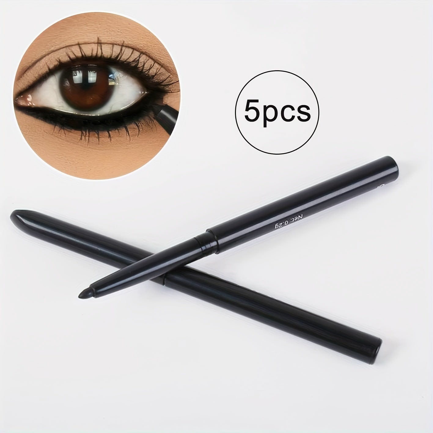 5-Pack Waterproof Black Eyeliner Pencils – Smudge-Proof & Long-Lasting Black-5pcs MAHYSTYLE