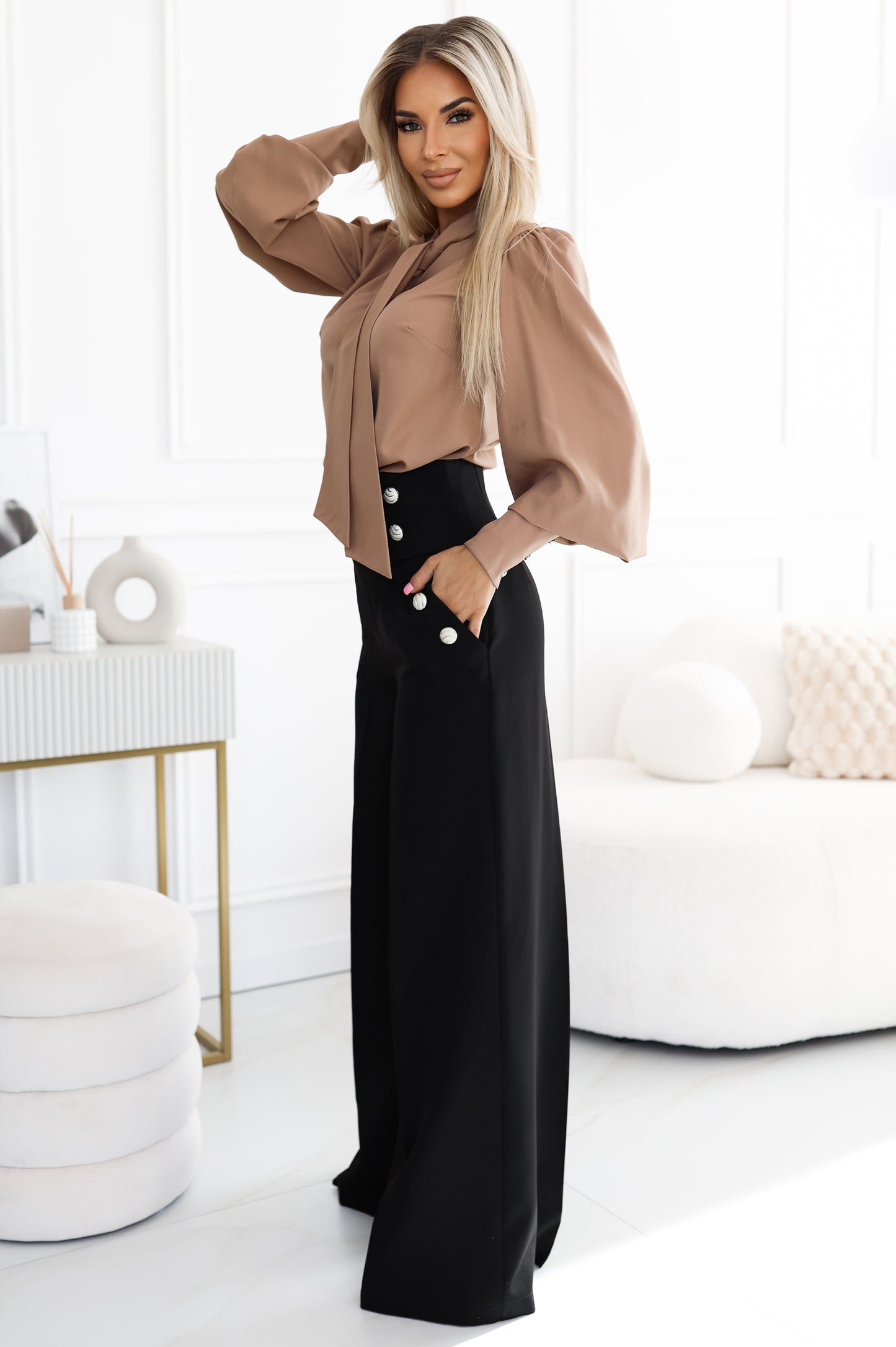 High-Waist Trousers S MAHYSTYLE