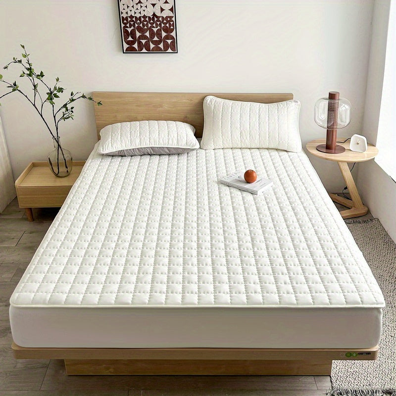 Quilted Waterproof Mattress Protector – Soft & Comfortable Fitted Cover for Bedroom & Guest Room White / TWIN(99*190*30CM) MAHYSTYLE