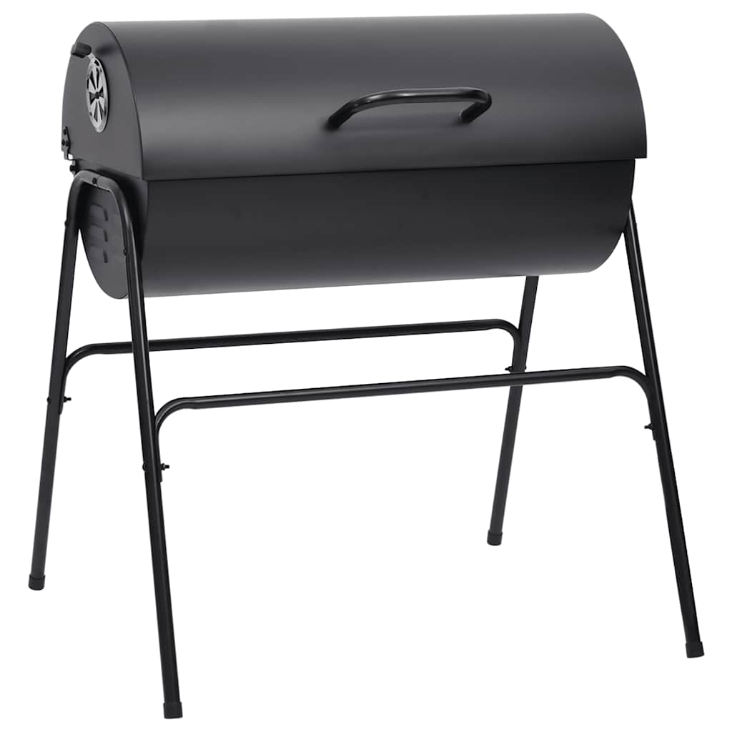 Tønnegrill Med 2 Grillrister Svart 80X95X90 Cm Stål