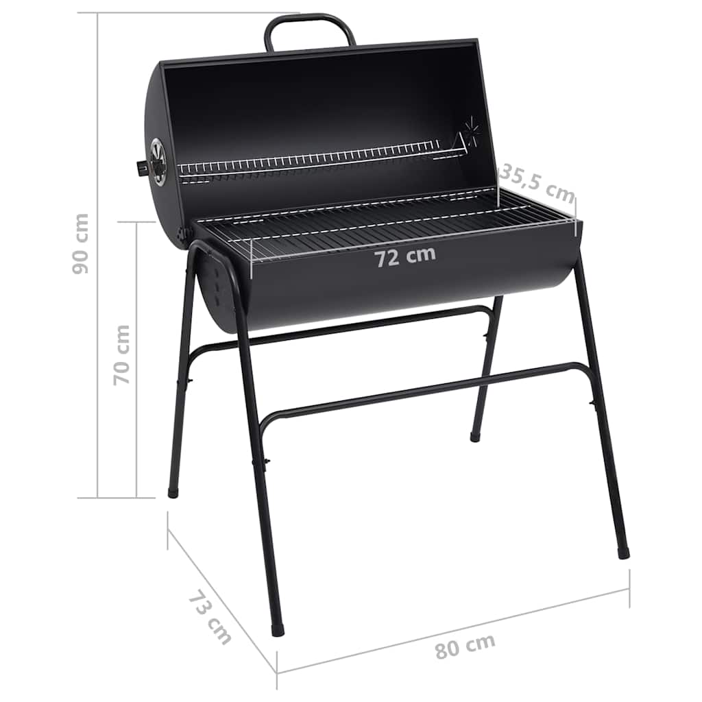 Tønnegrill Med 2 Grillrister Svart 80X95X90 Cm Stål