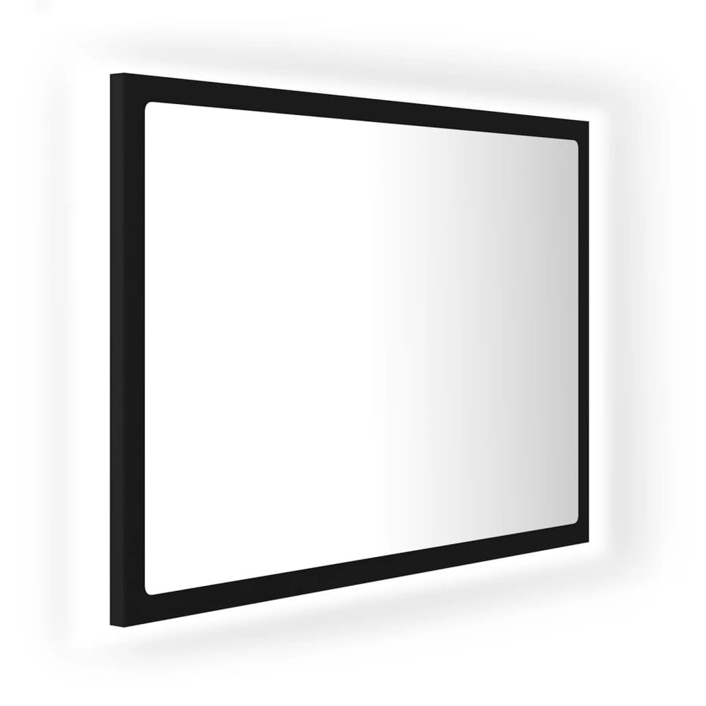 Led-Badespeil Svart 60X8,5X37 Cm Akryl