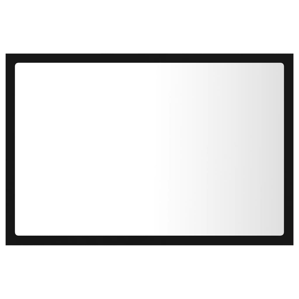 Led-Badespeil Svart 60X8,5X37 Cm Akryl