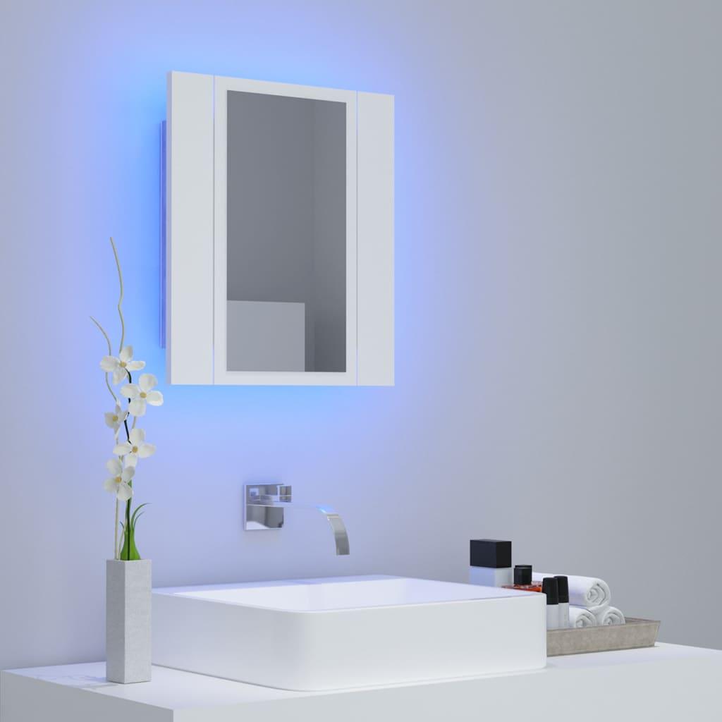 Led-Speilskap Til Baderom Hvit 40X12X45 Cm Akryl
