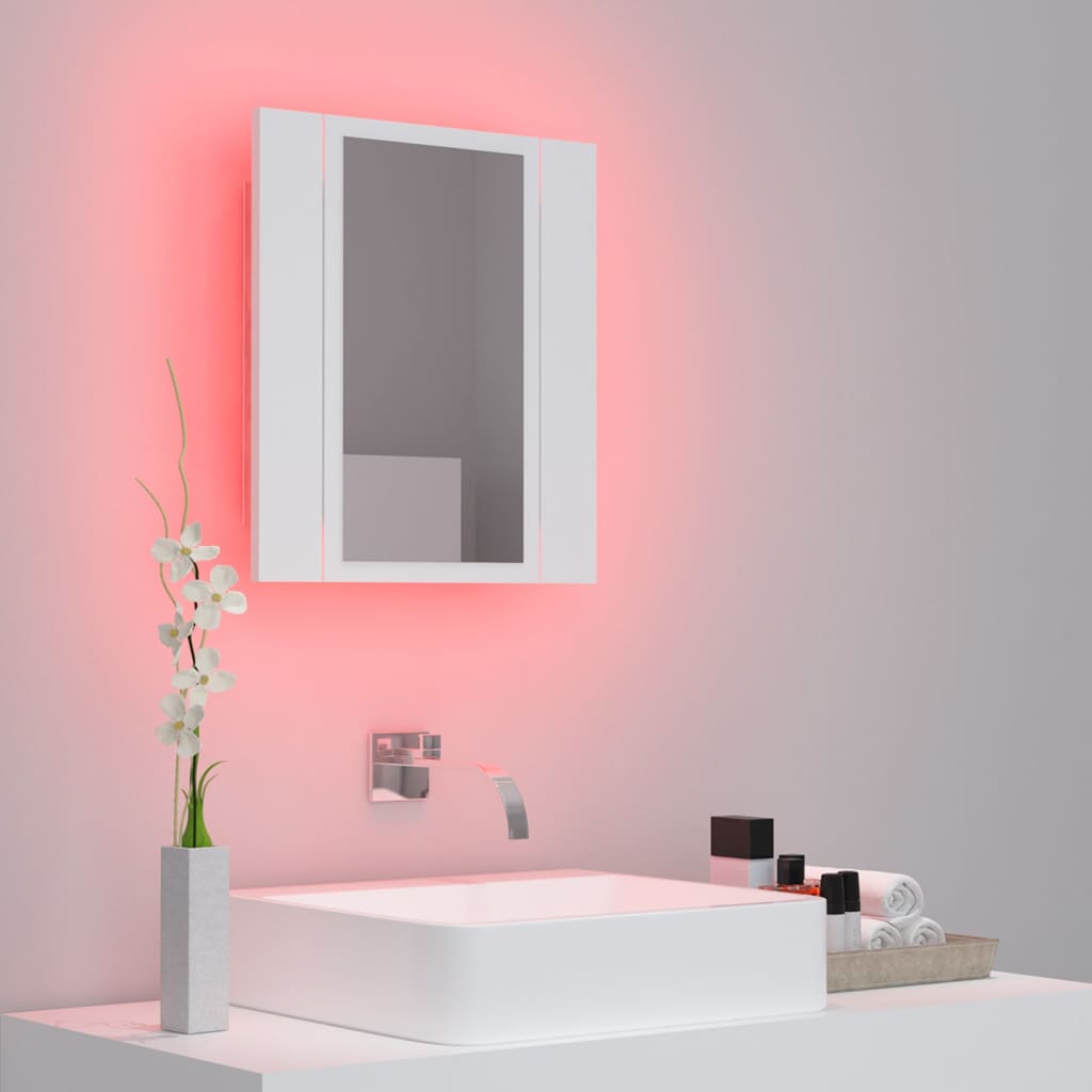 Led-Speilskap Til Baderom Hvit 40X12X45 Cm Akryl