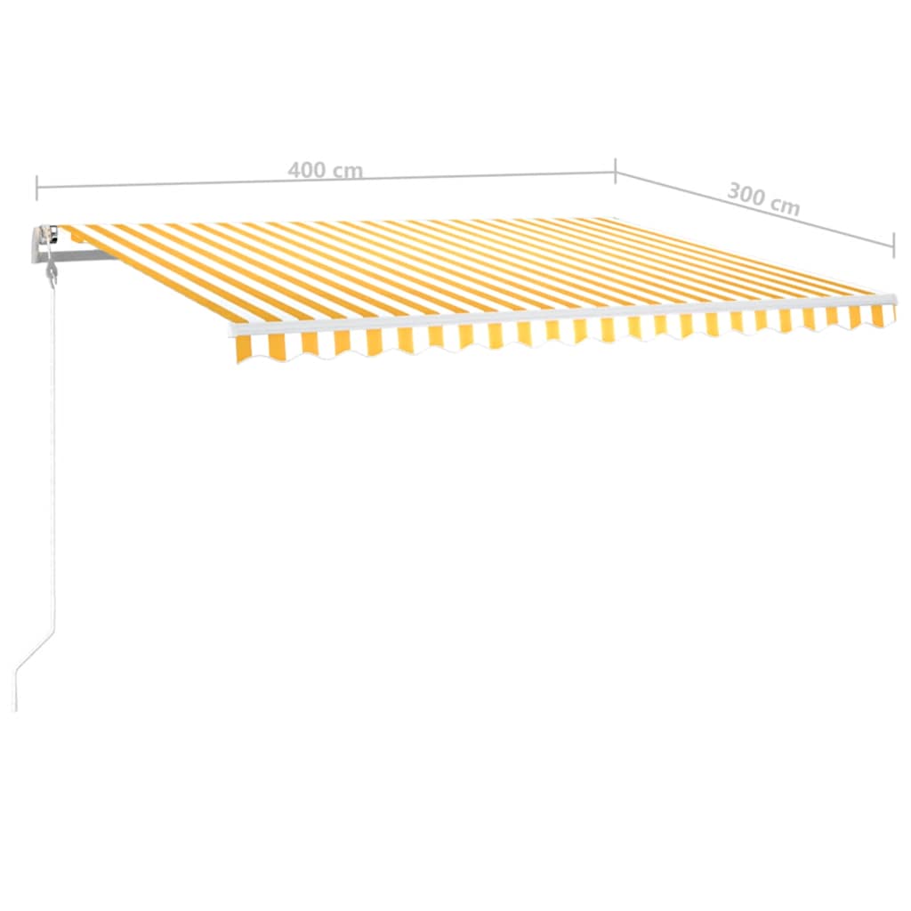 Automatisk Markise Med Vindsensor Og Led 400X300 Cm Gul/Hvit