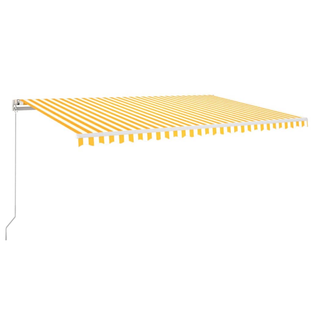 Automatisk Markise Med Vindsensor Og Led 500X300 Cm Gul/Hvit
