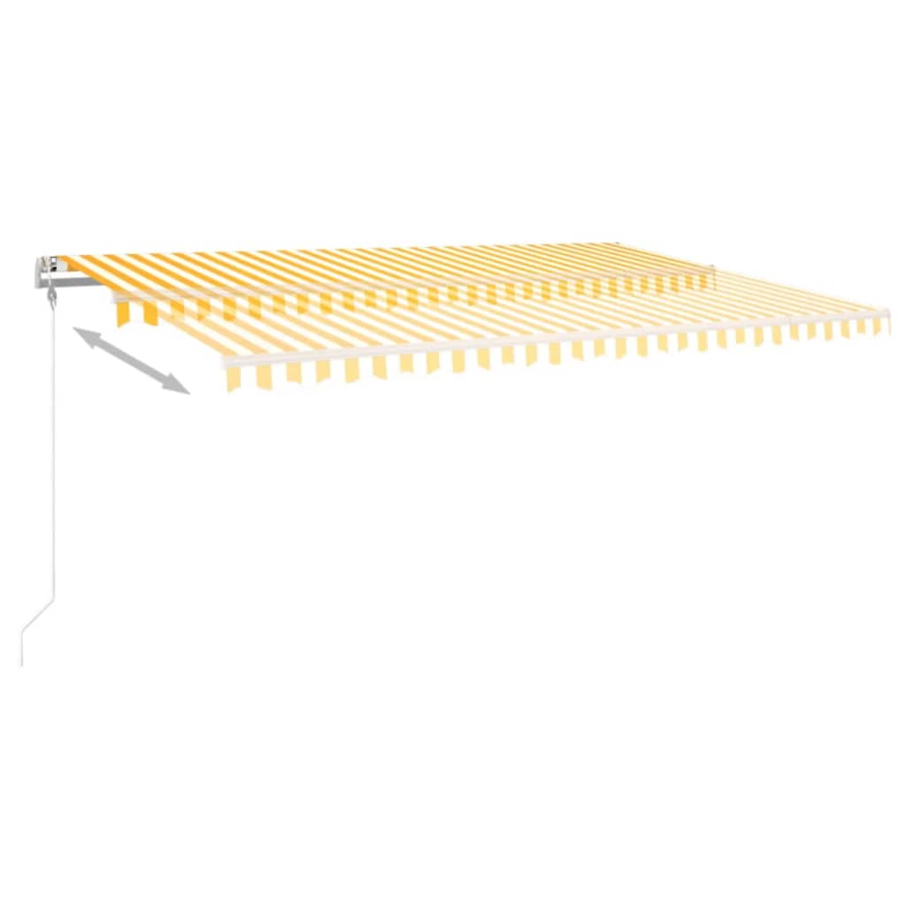 Automatisk Markise Med Vindsensor Og Led 500X300 Cm Gul/Hvit