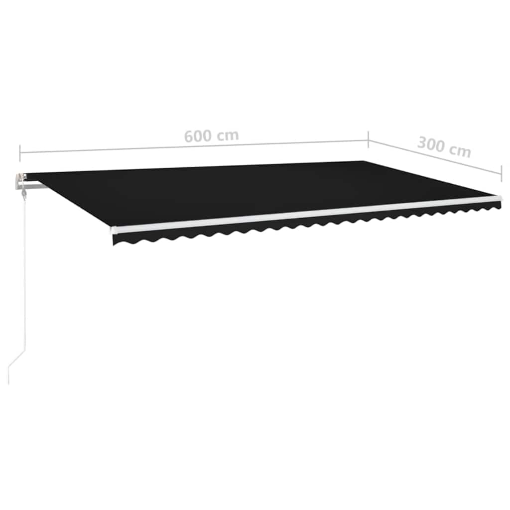 Automatisk Markise Med Vindsensor Og Led 600X300 Cm Antrasitt