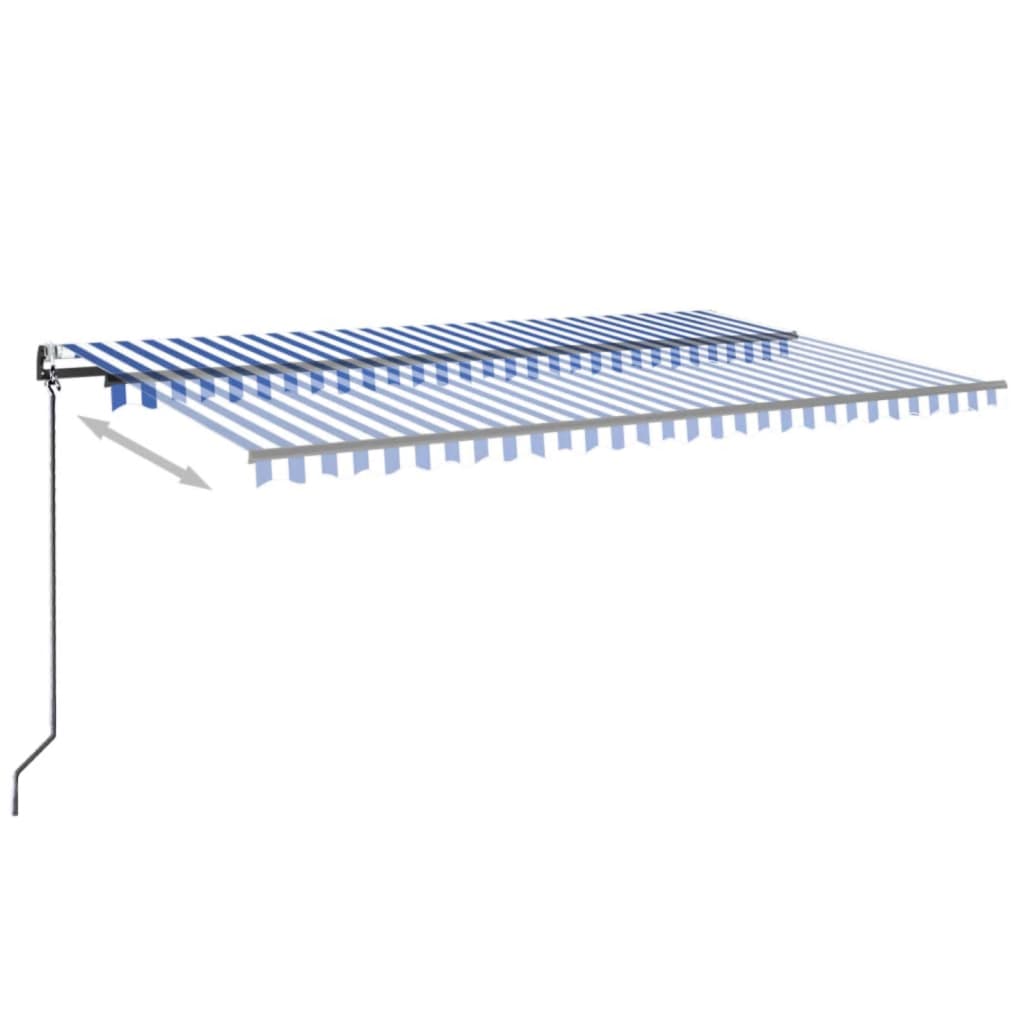 Automatisk Markise Med Vindsensor Og Led 500X300 Cm Blå Og Hvit