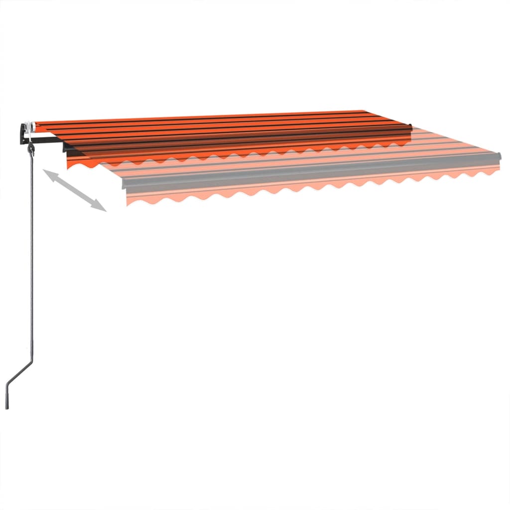 Automatisk Markise Med Vindsensor Og Led 400X350Cm Oransje/Brun