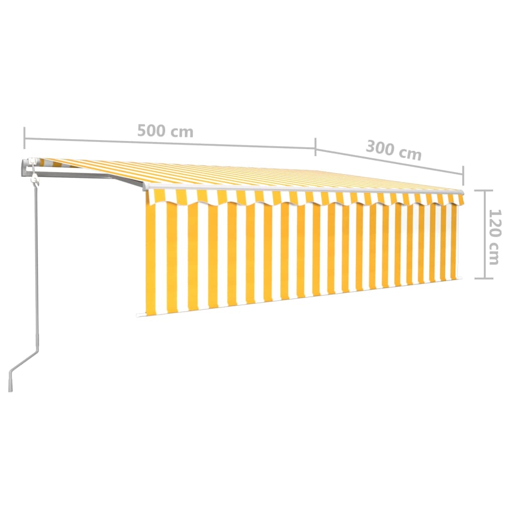 Automatisk Markise Rullegardin Led Vindsensor 5X3 M Gul Og Hvit