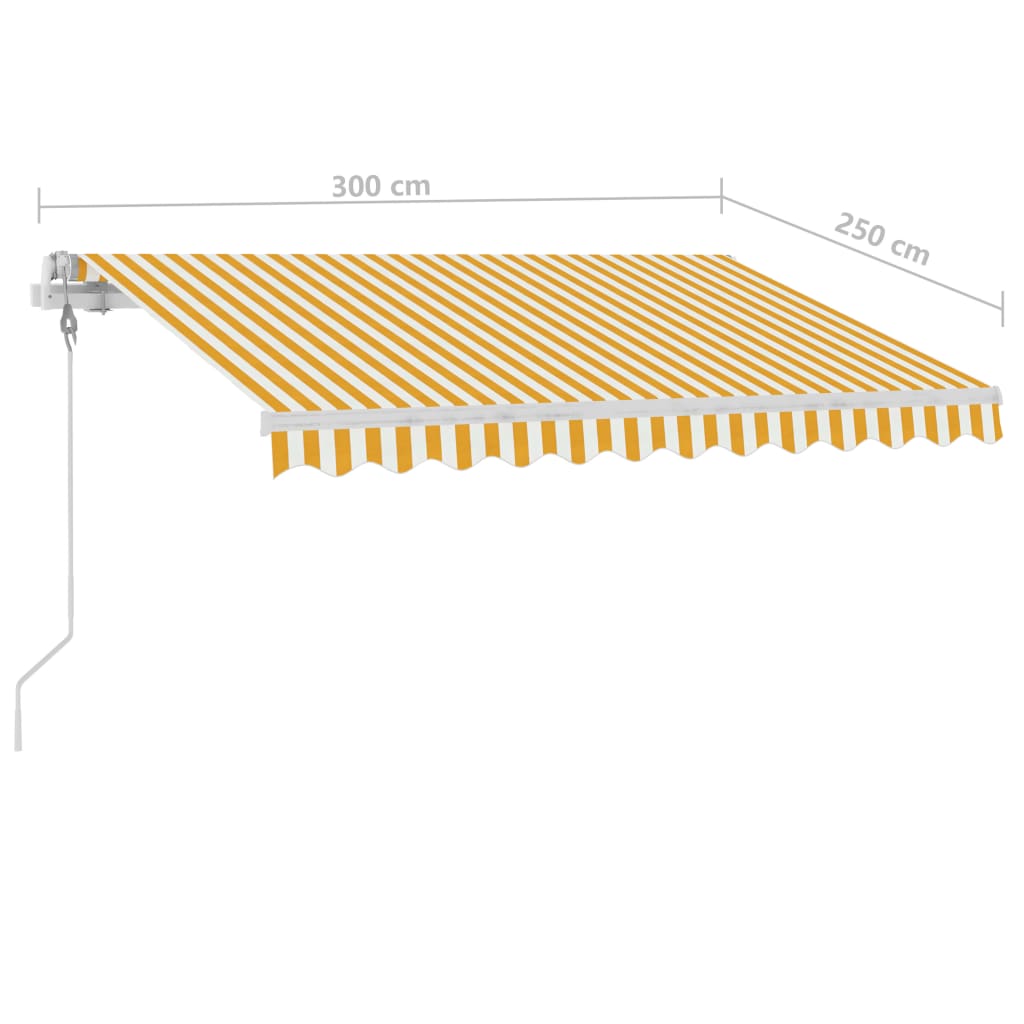 Automatisk Markise Med Led Og Vindsensor 300X250 Cm Gul Og Hvit