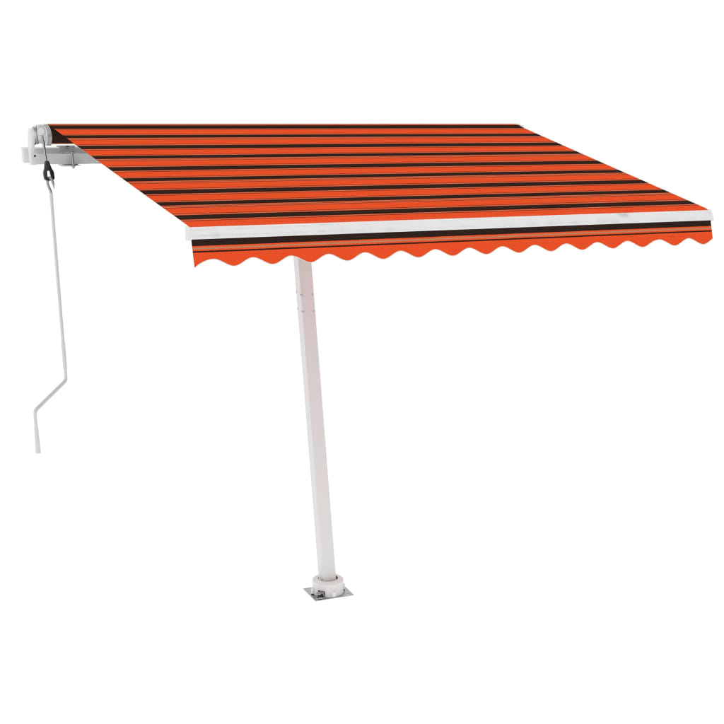 Automatisk Markise Med Led Og Vindsensor 300X250Cm Oransje Brun