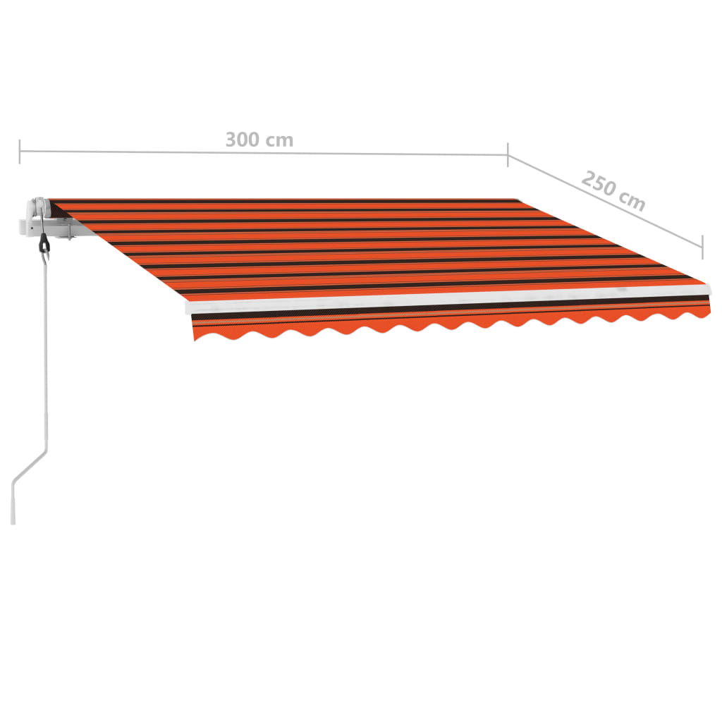 Automatisk Markise Med Led Og Vindsensor 300X250Cm Oransje Brun