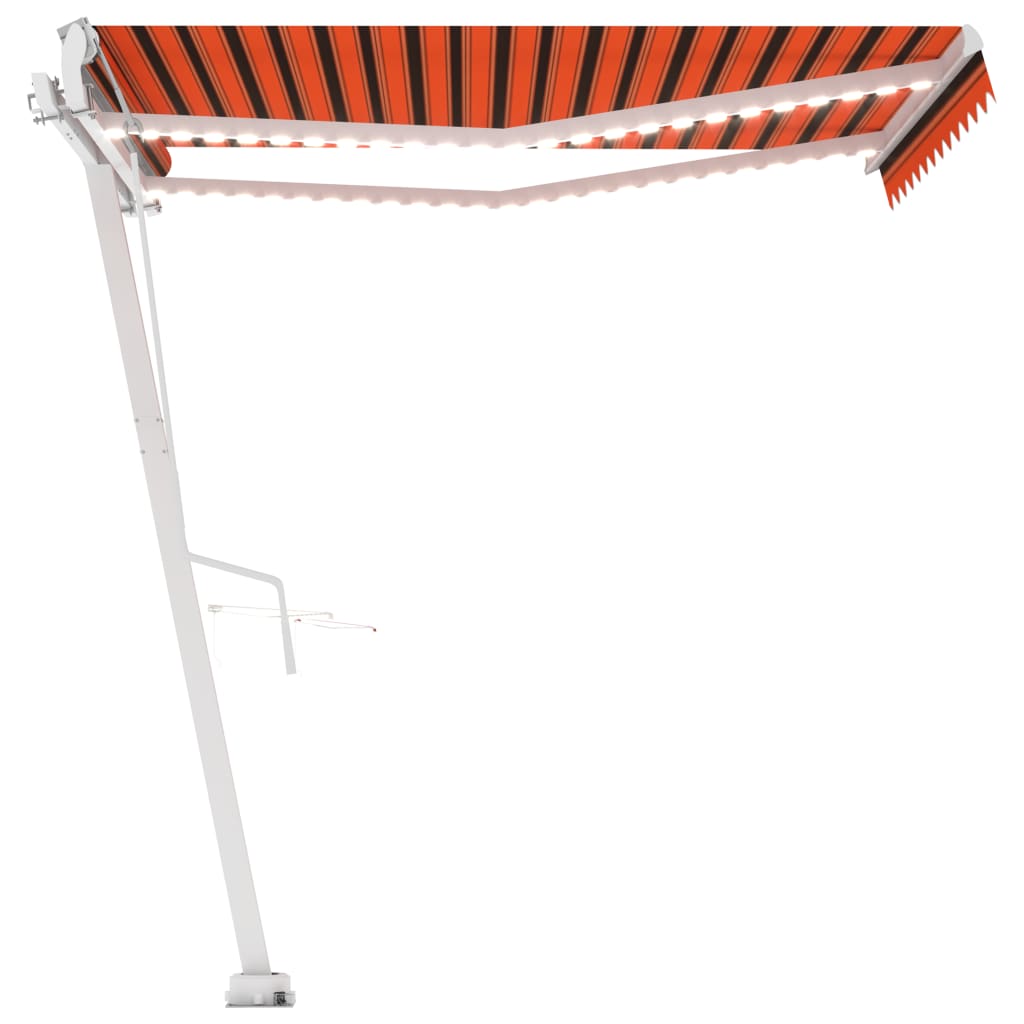 Automatisk Markise Med Led Og Vindsensor 300X250Cm Oransje Brun