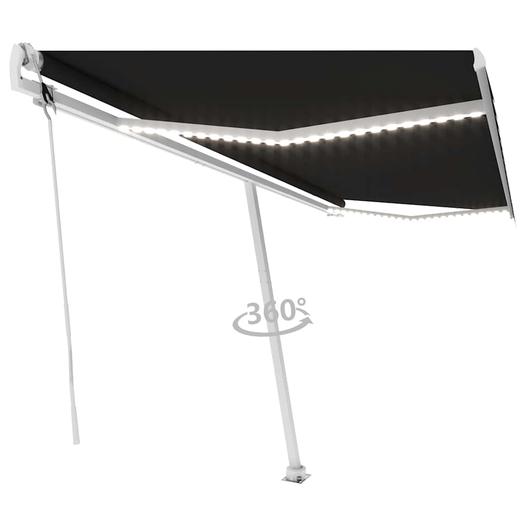 Automatisk Markise Med Vindsensor Og Led 500X300 Cm Antrasitt