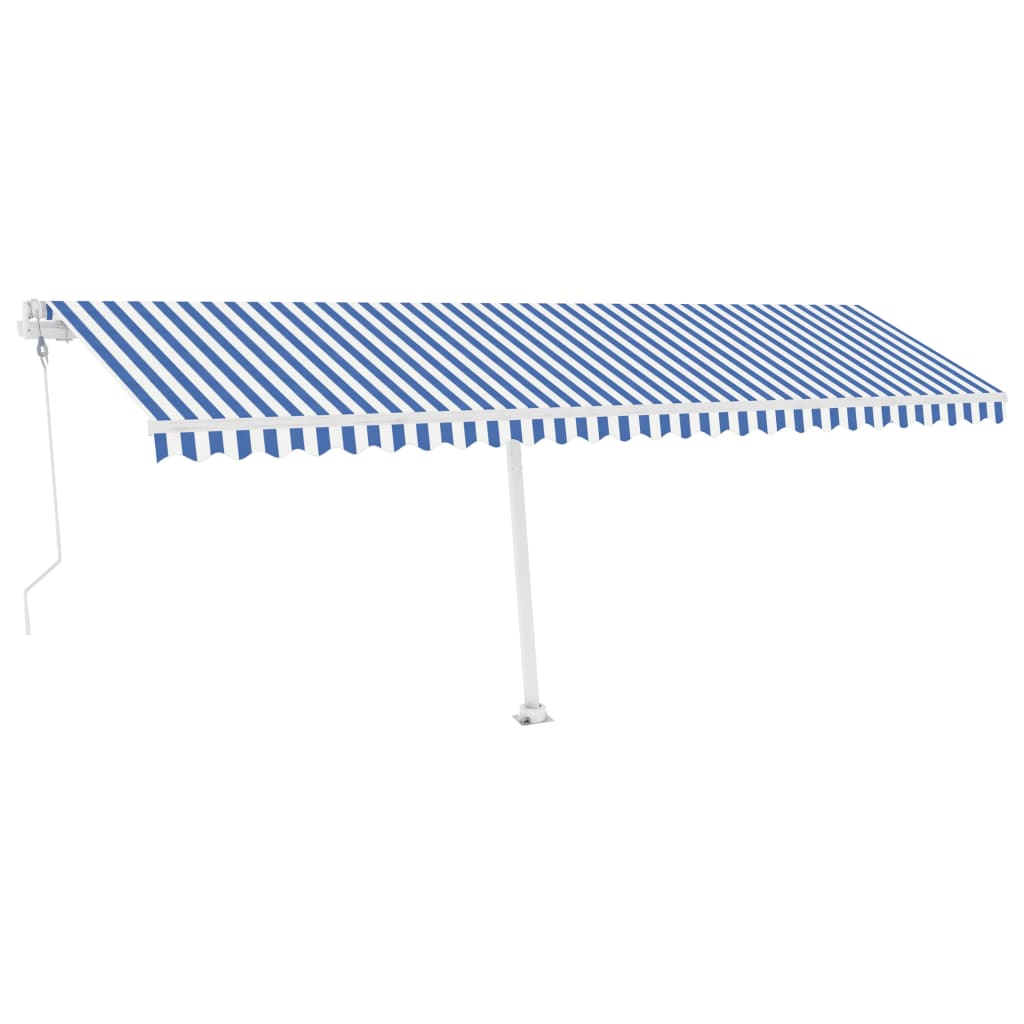 Automatisk Markise Med Vindsensor Og Led 600X300 Cm Blå Og Hvit