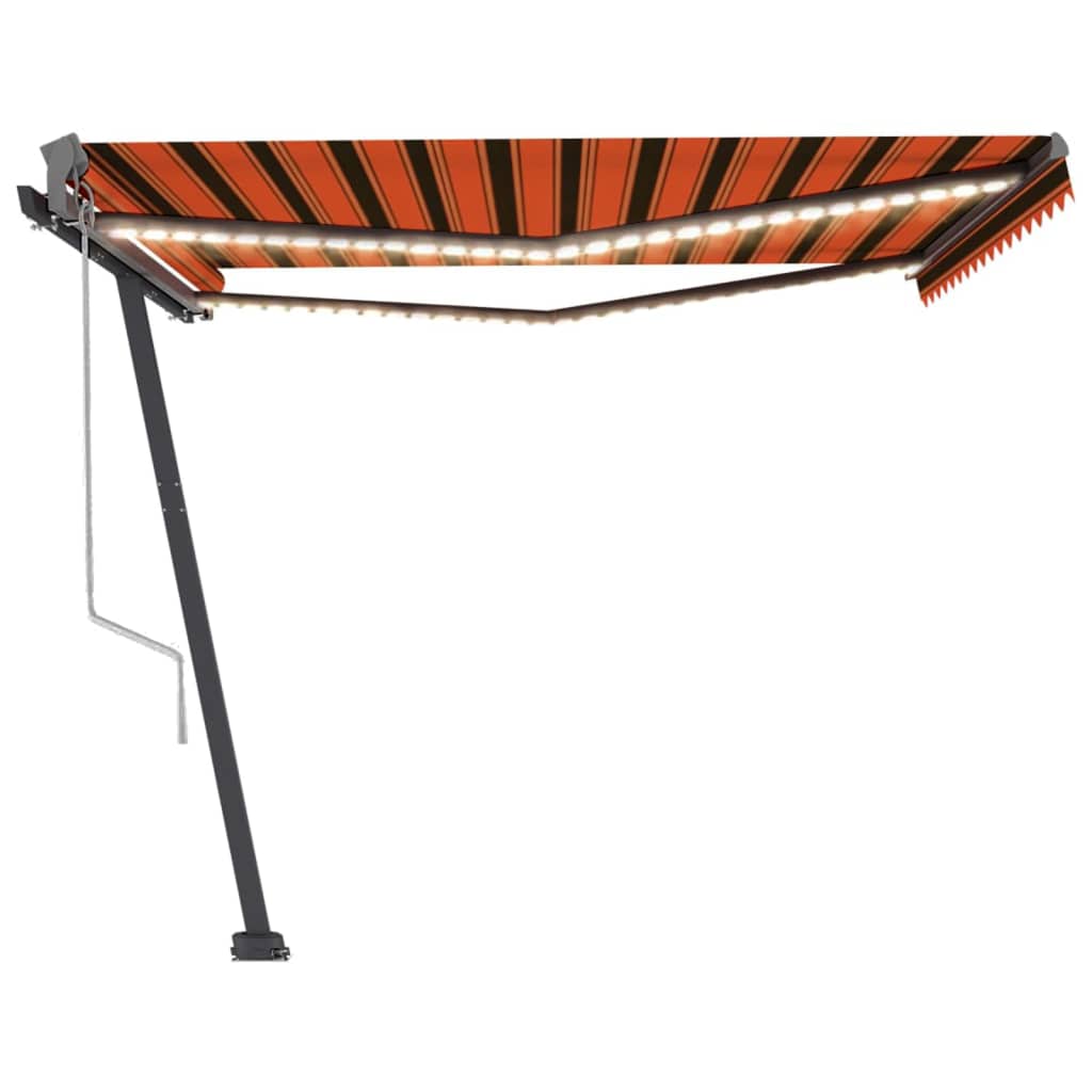 Automatisk Markise Med Vindsensor Og Led 400X350Cm Oransje/Brun