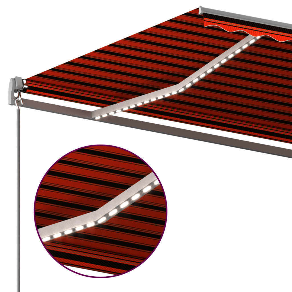 Automatisk Markise Med Vindsensor Og Led 400X350Cm Oransje/Brun