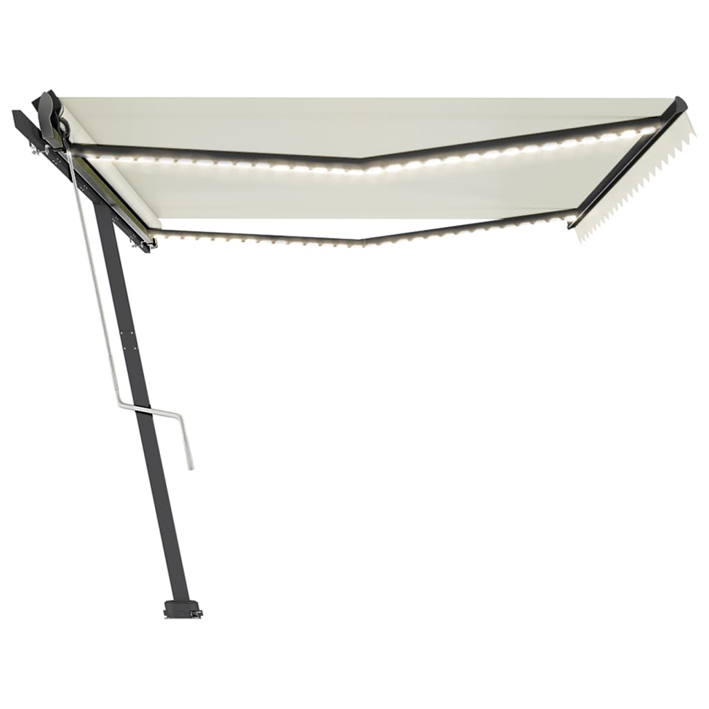 Automatisk Markise Med Vindsensor Og Led 500X350 Cm Kremhvit