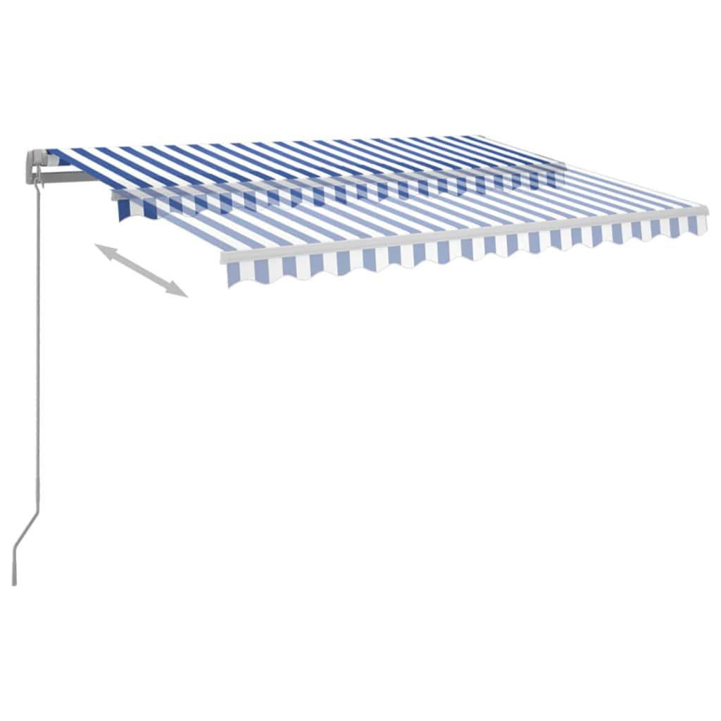 Automatisk Markise Med Led Og Vindsensor 3X2,5 Cm Blå Og Hvit