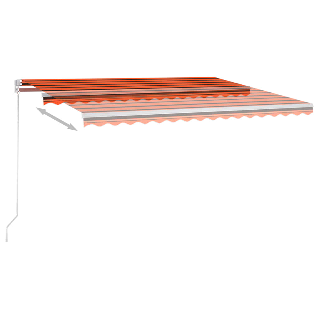 Automatisk Markise Med Vindsensor Og Led 4X3 M Oransje Og Brun