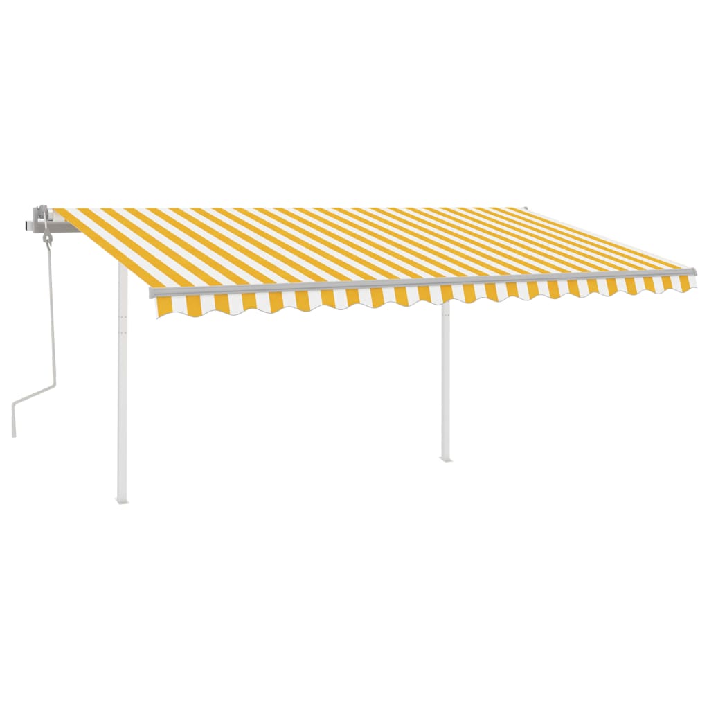 Manuell Uttrekkbar Markise Med Led 4,5X3,5 M Gul Og Hvit