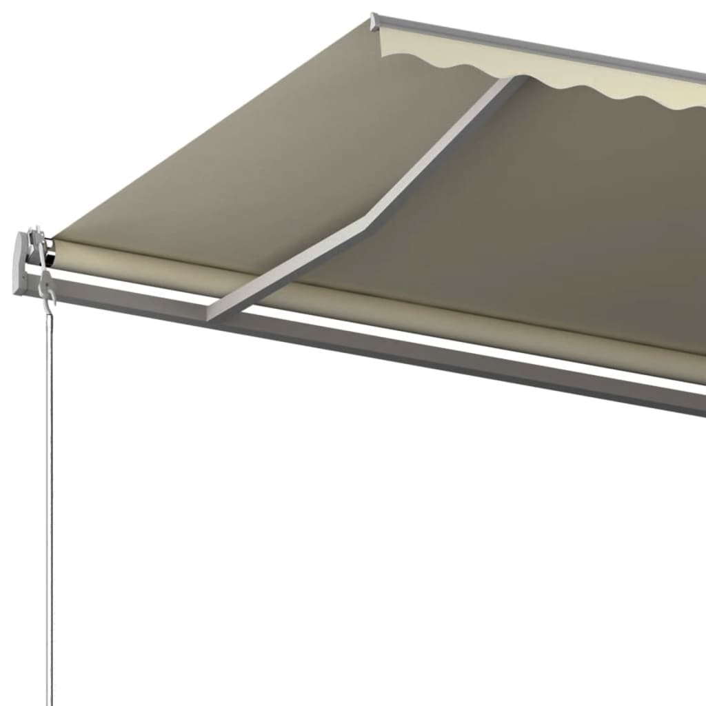 Automatisk Uttrekkbar Markise Med Stolper 6X3,5 M Kremhvit