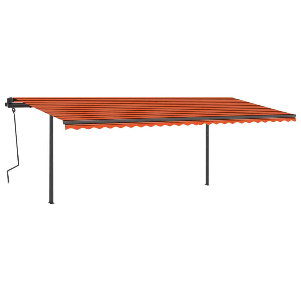Automatisk Uttrekkbar Markise Med Stolper 6X3,5 M Oransje Brun