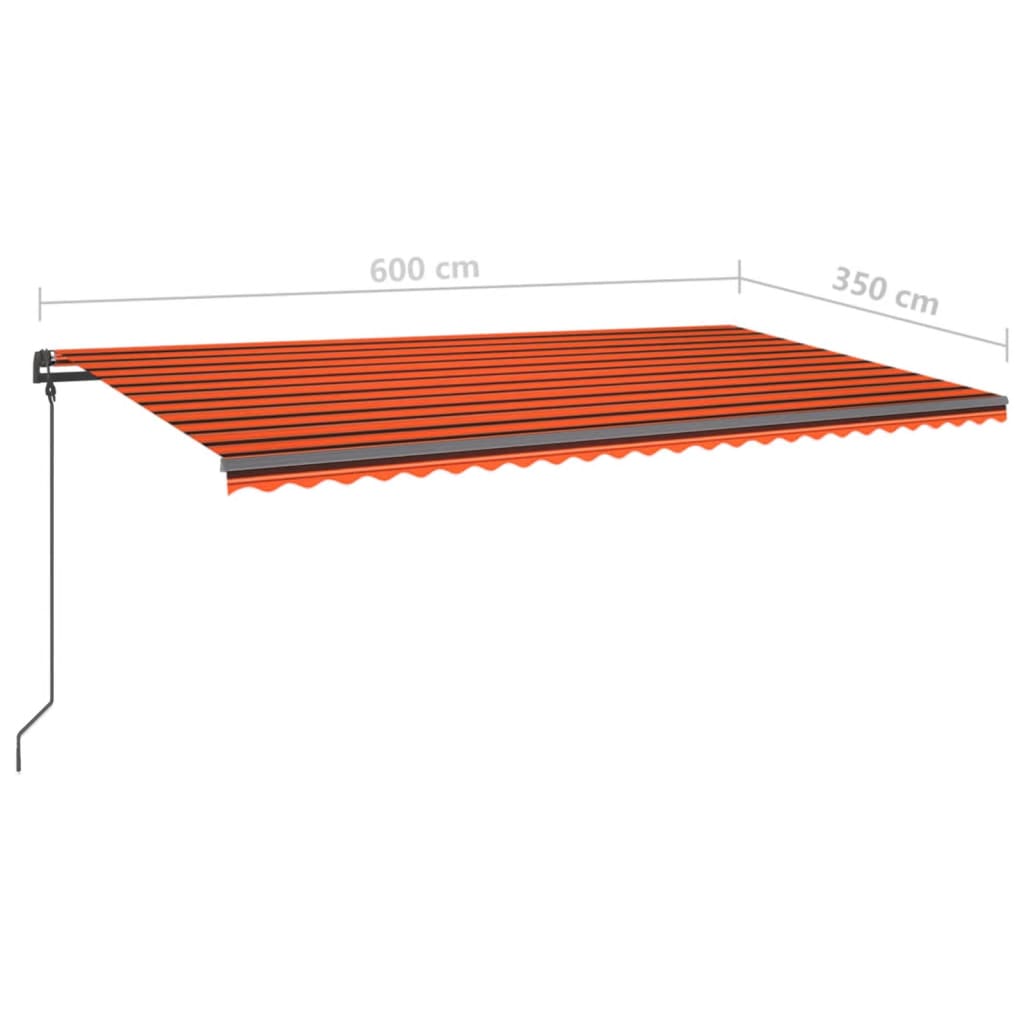Automatisk Uttrekkbar Markise Med Stolper 6X3,5 M Oransje Brun