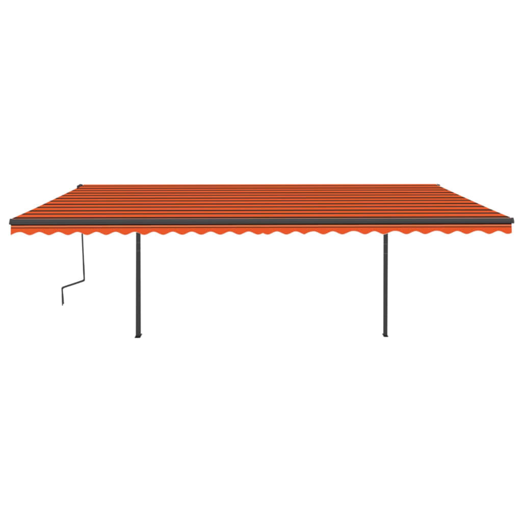 Automatisk Uttrekkbar Markise Med Stolper 6X3,5 M Oransje Brun