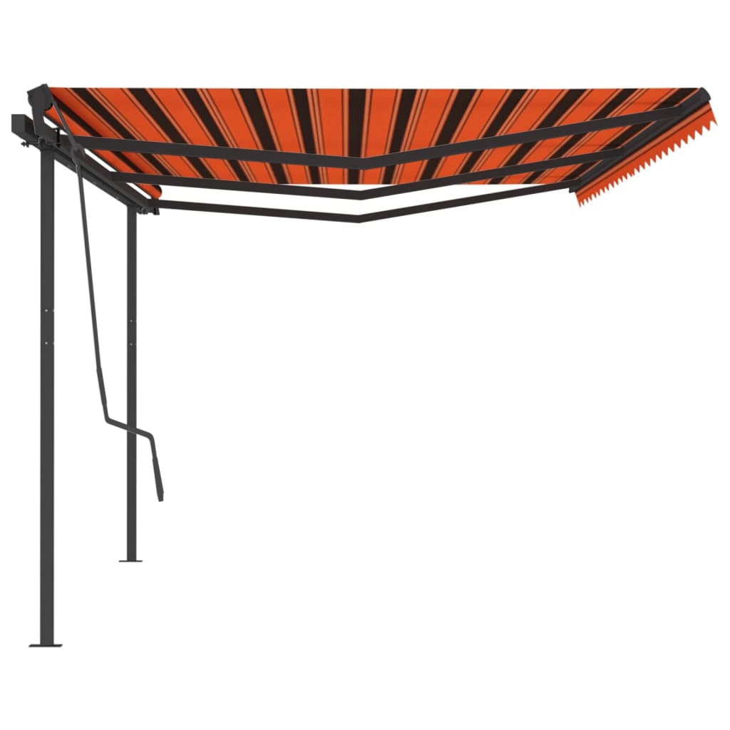 Automatisk Uttrekkbar Markise Med Stolper 6X3,5 M Oransje Brun