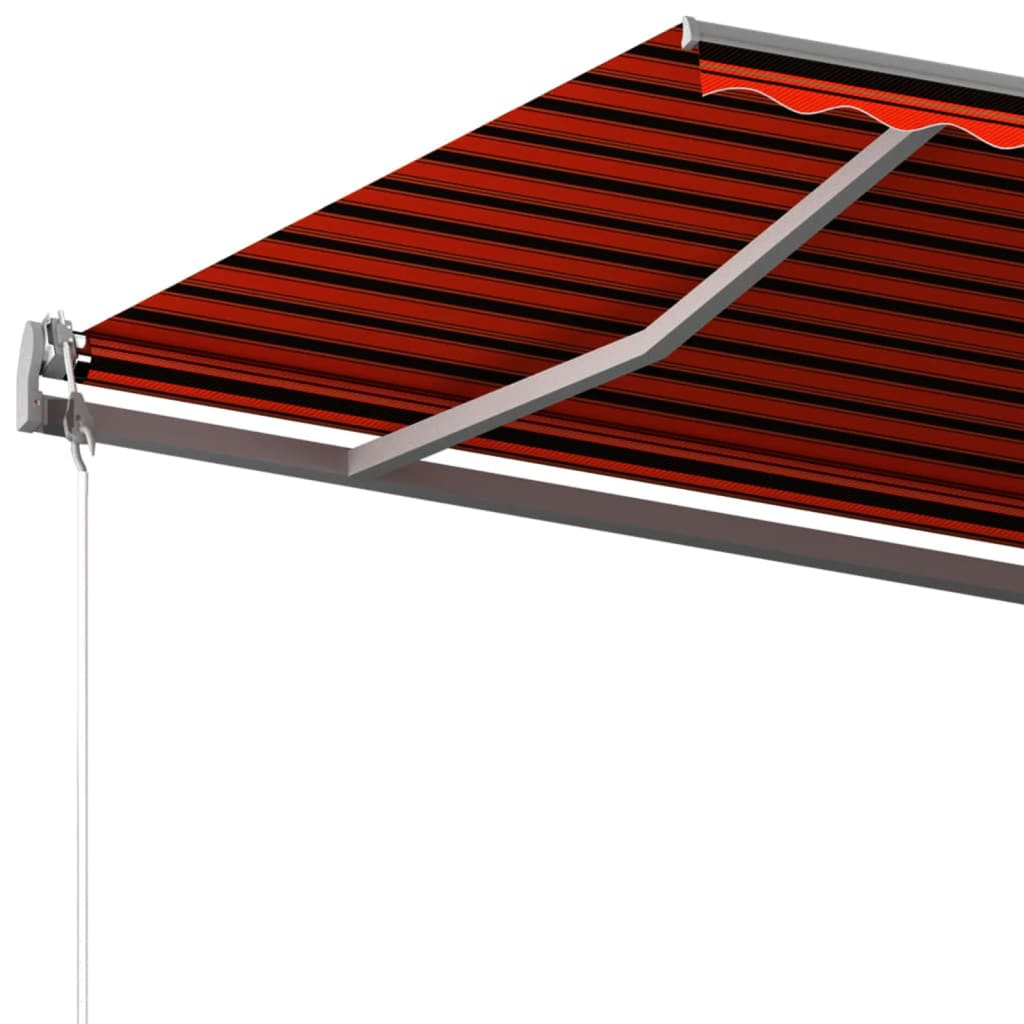 Automatisk Uttrekkbar Markise Med Stolper 6X3,5 M Oransje Brun