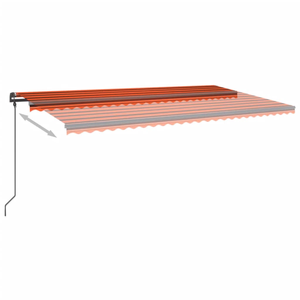 Automatisk Markise Med Vindsensor Og Led 6X3,5M Oransje Og Brun