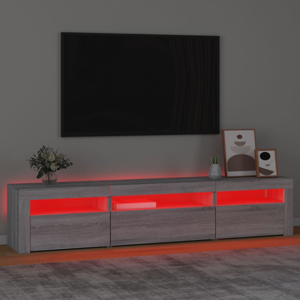 Tv-Benk Med Led-Lys Grå Sonoma 195 X 35 X 40 Cm