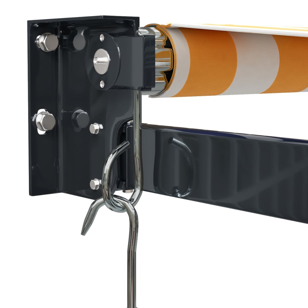Uttrekkbar Markise Gul Og Hvit 4X3 M Stoff Og Aluminium