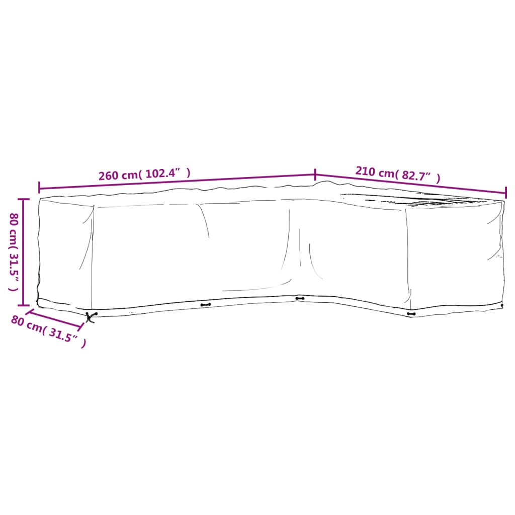 L-Formet Hagemøbeltrekk 2 Stk 16 Maljer 260X210X80 Cm