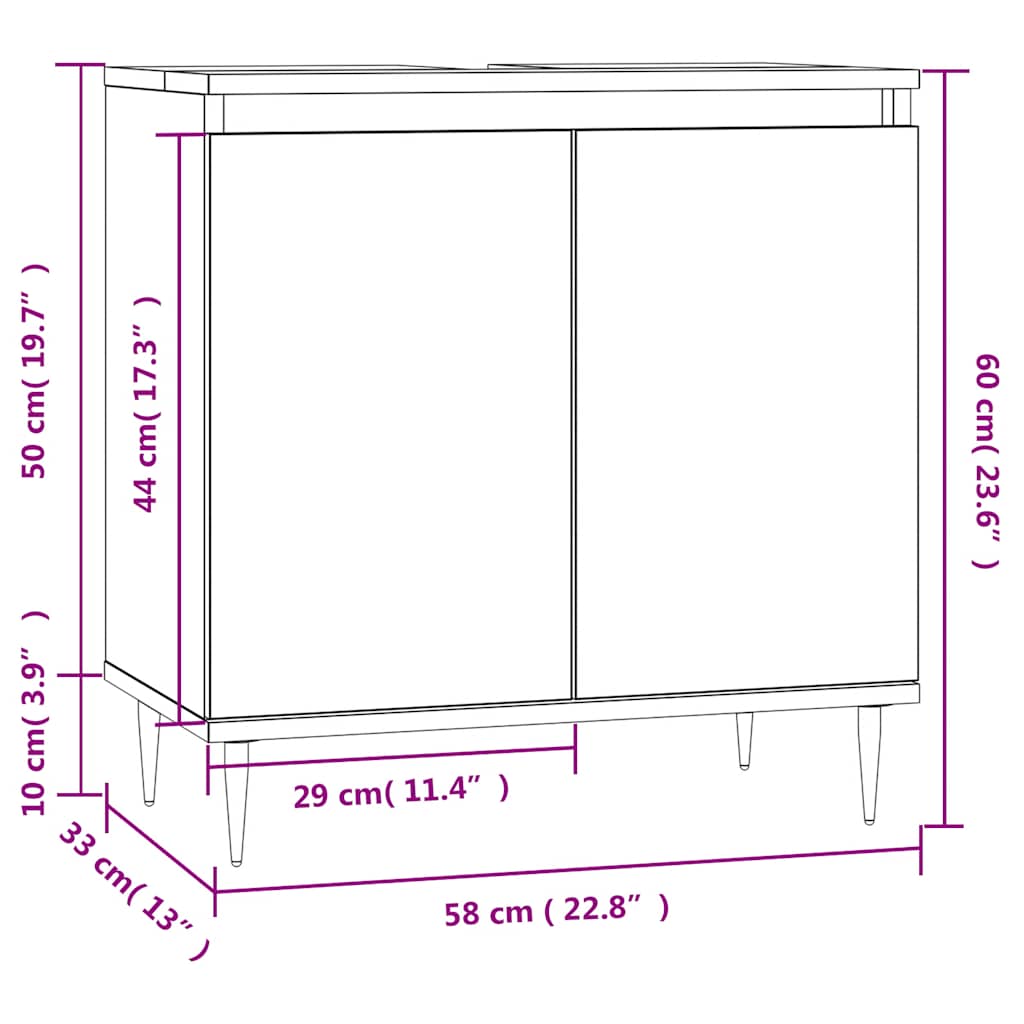 Servantskap Sonoma Eik 58X33X60 Cm Konstruert Tre