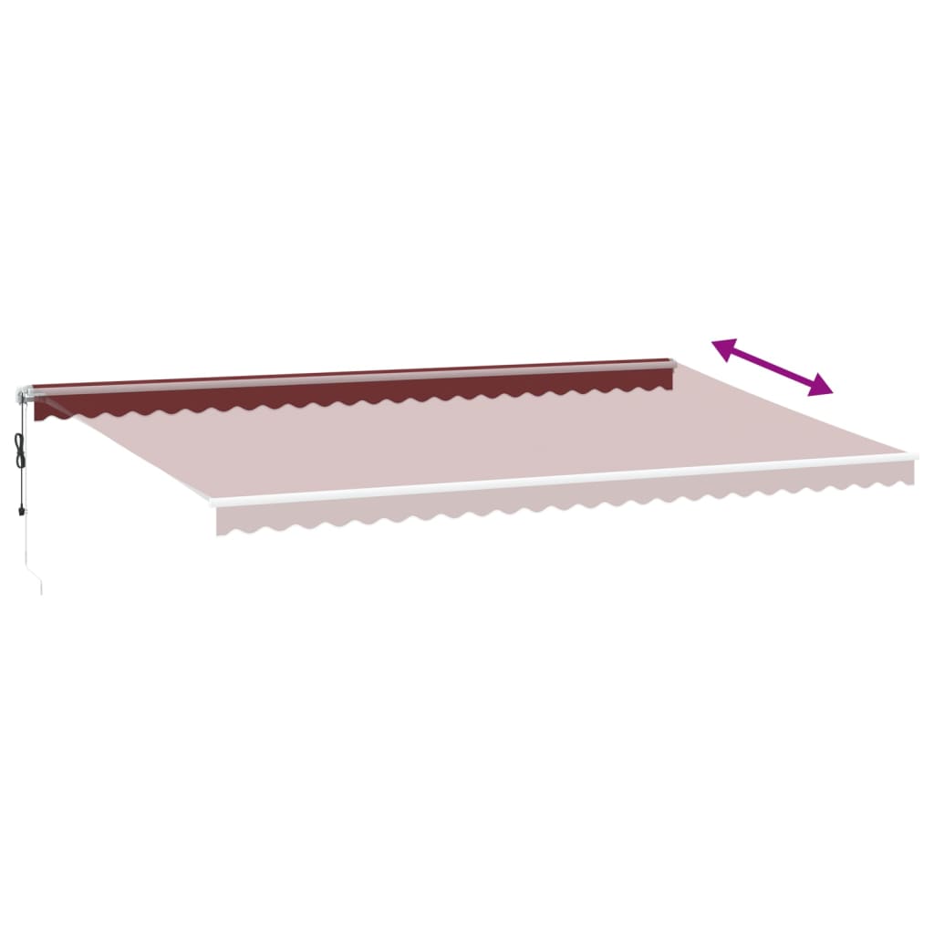 Automatisk Uttrekkbar Markise Med Led Burgunder 600X350 Cm