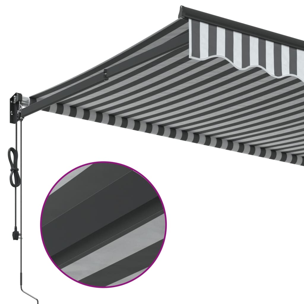 Uttrekkbar Markise Antrasitt Og Hvit 4,5X3 M Stoff Og Aluminium