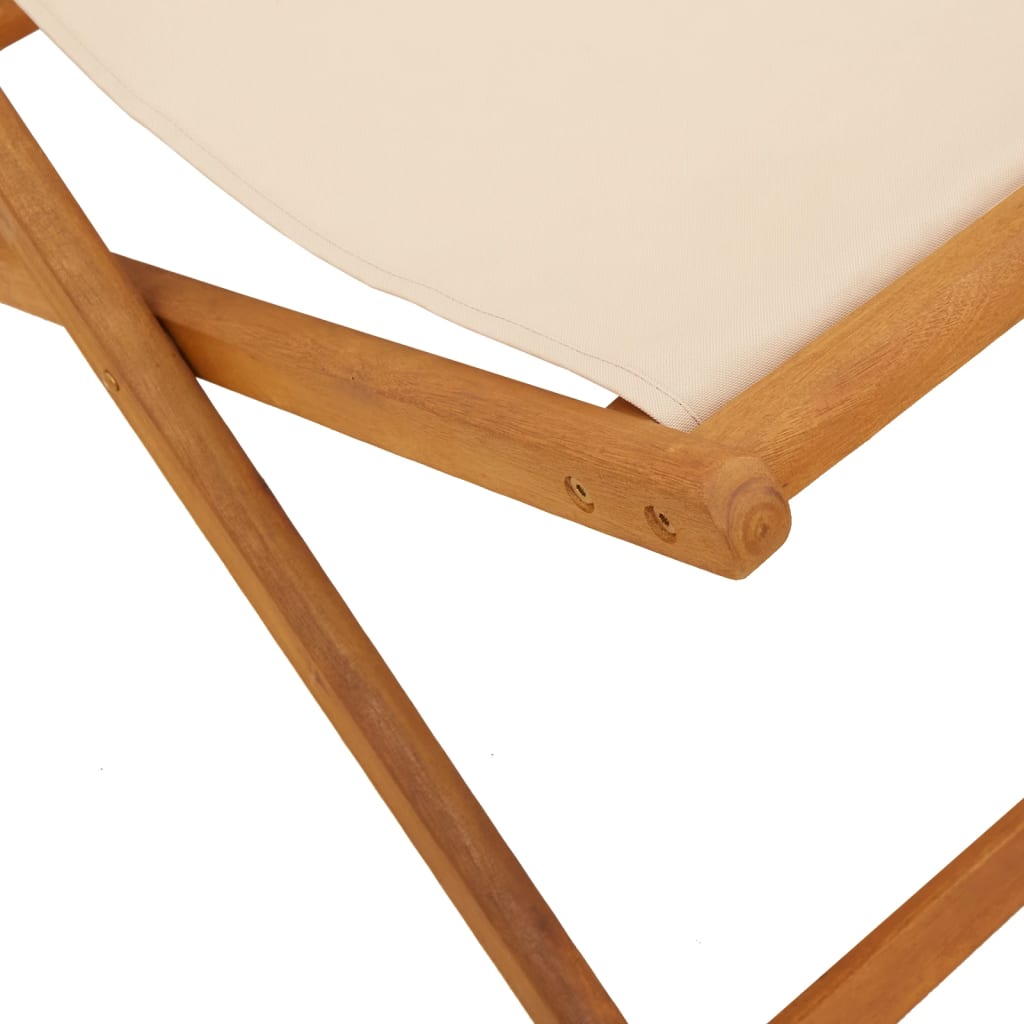 Sammenleggbare Strandstoler 2 Stk Beige Stoff Og Heltre
