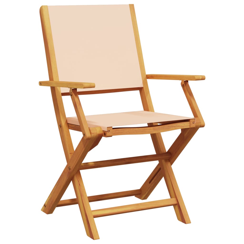 Sammenleggbare Hagestoler 4 Stk Beige Stoff Og Heltre