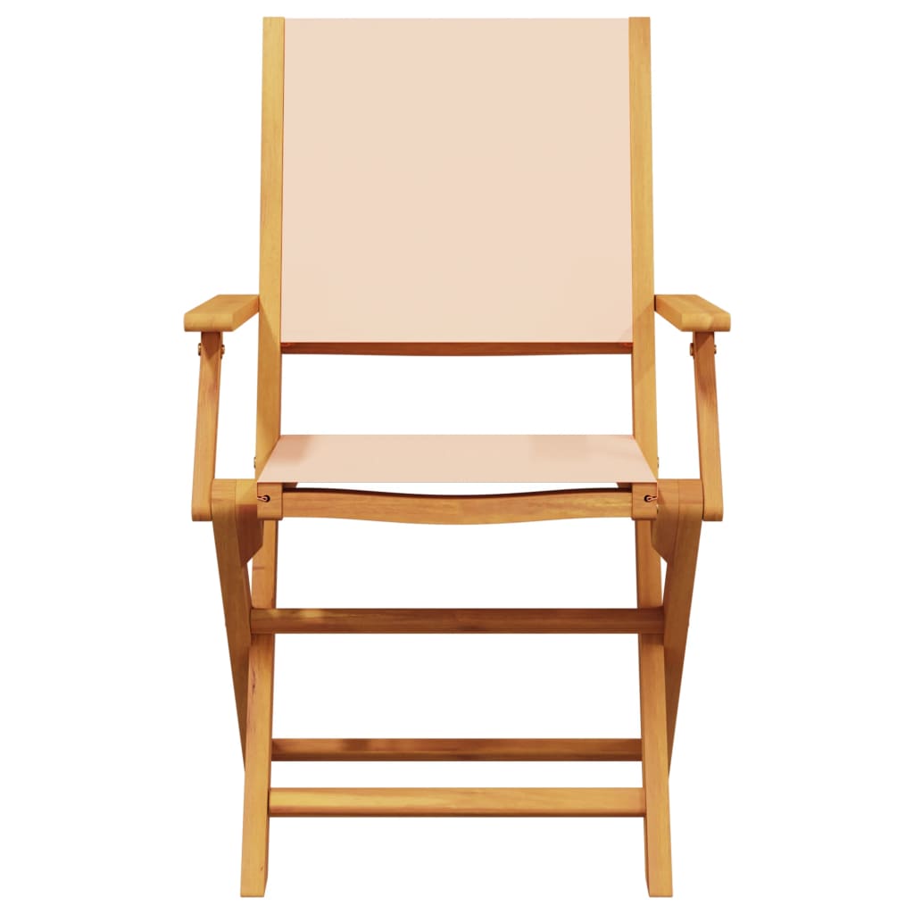 Sammenleggbare Hagestoler 4 Stk Beige Stoff Og Heltre
