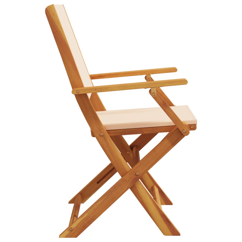 Sammenleggbare Hagestoler 4 Stk Beige Stoff Og Heltre