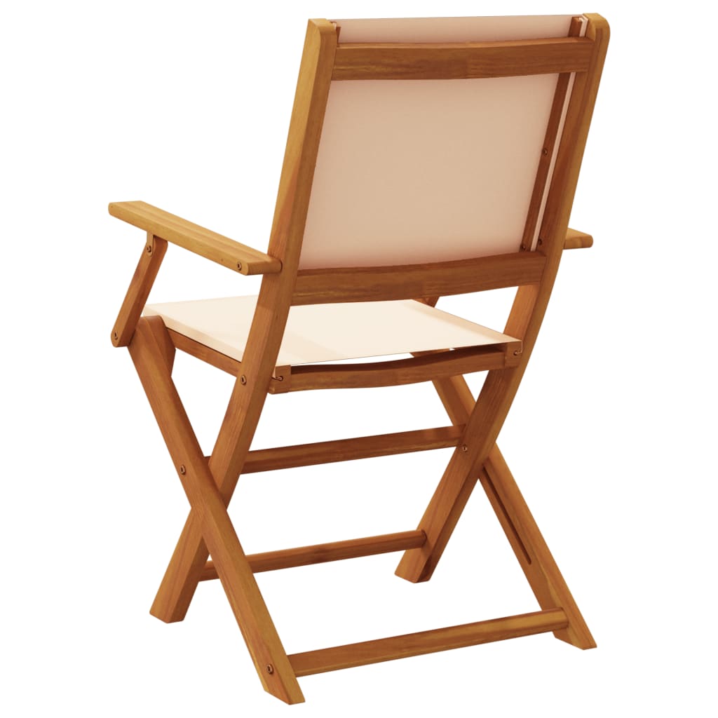 Sammenleggbare Hagestoler 4 Stk Beige Stoff Og Heltre