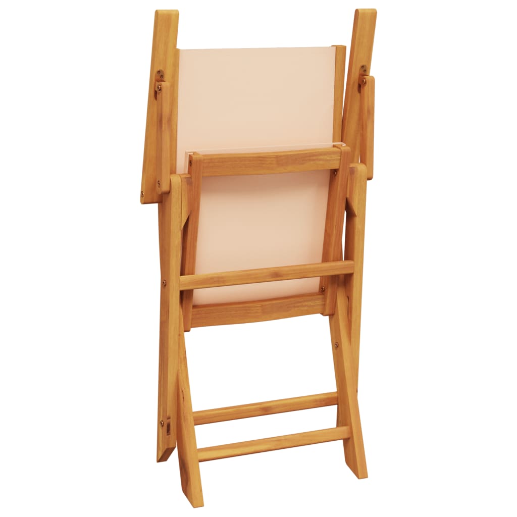 Sammenleggbare Hagestoler 4 Stk Beige Stoff Og Heltre