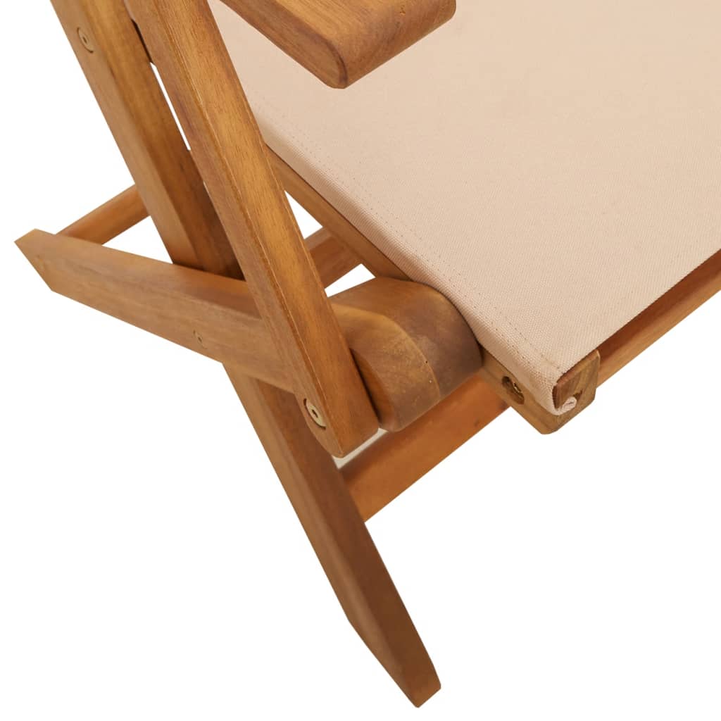 Sammenleggbare Hagestoler 4 Stk Beige Stoff Og Heltre