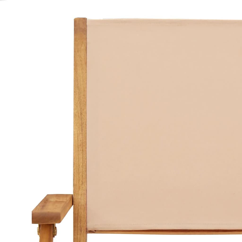 Sammenleggbare Hagestoler 4 Stk Beige Stoff Og Heltre